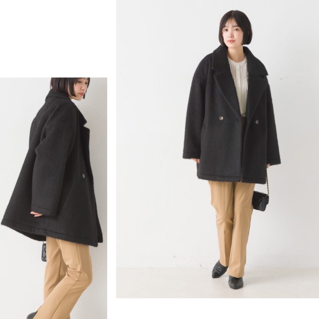 （預購）日本代購🇯🇵 日牌 OMNES俐落英式毛絨短版大衣-細節圖6