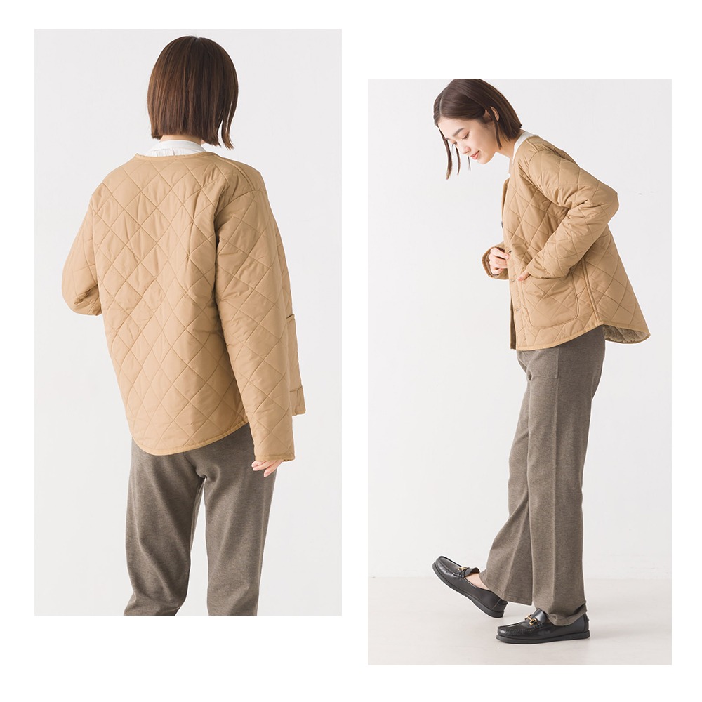 （預購）日本代購🇯🇵 日牌 OMNES 仿皮尼龍絎縫保暖短夾克-細節圖6