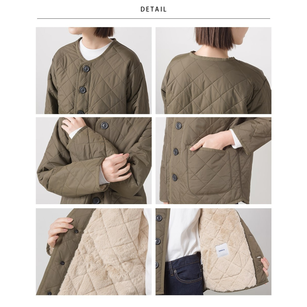 （預購）日本代購🇯🇵 日牌 OMNES 仿皮尼龍絎縫保暖短夾克-細節圖7