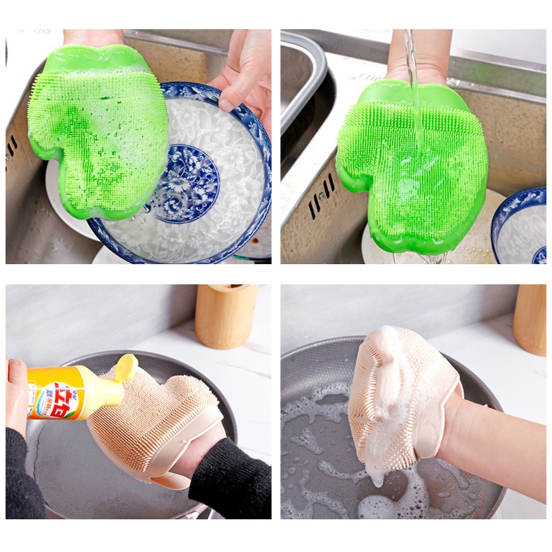 家用矽膠清潔洗碗手套 廚房清潔刷 魔術矽膠 洗碗手套 沐浴手套 A2675-細節圖7