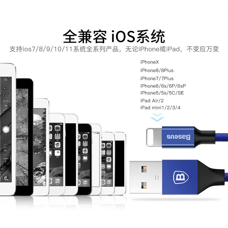 Baseus倍思 藝紋快速充電傳輸線 2A 蘋果 IOS & Micro & Type-C-細節圖3