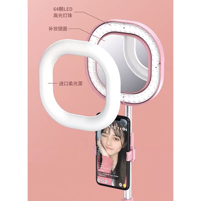 桌面補光燈 美顏直播化妝補光燈 美肌補光摺疊直播燈 LED燈三色 桌面伸縮折疊式 冷暖光調節補光燈-細節圖9