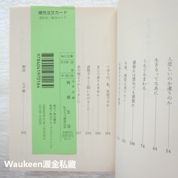 再婚生活 我的憂鬱症對抗日記 再婚生活 私のうつ闘病日記 山本文緒 Fumio Yamamoto 花需要水我需要戀愛作者-細節圖3