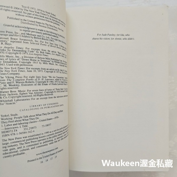 做工 百業頭路甘苦談 Working 史塔茲特克爾 Studs Terkel 勞工 工運 階級鬥爭 社會主義 政治-細節圖5