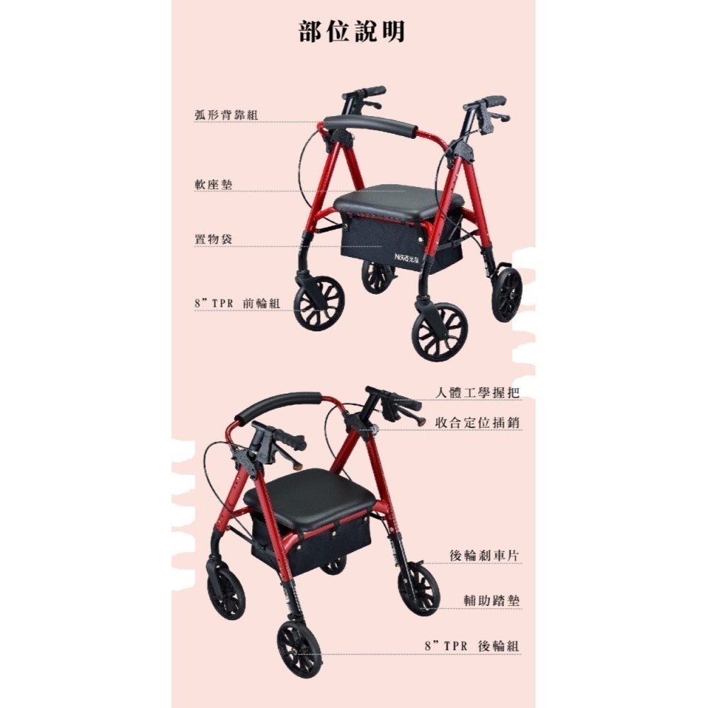 杏禾醫療 【光星NOVA】收合式助步車 STAR MINI (助行車)-細節圖7