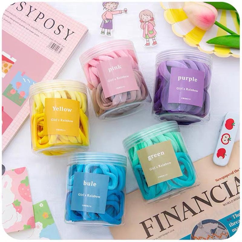 🔥現貨🔥韓系髮圈50入裝 髮束 綁馬尾 高彈力 髮帶 罐裝髮圈-細節圖3
