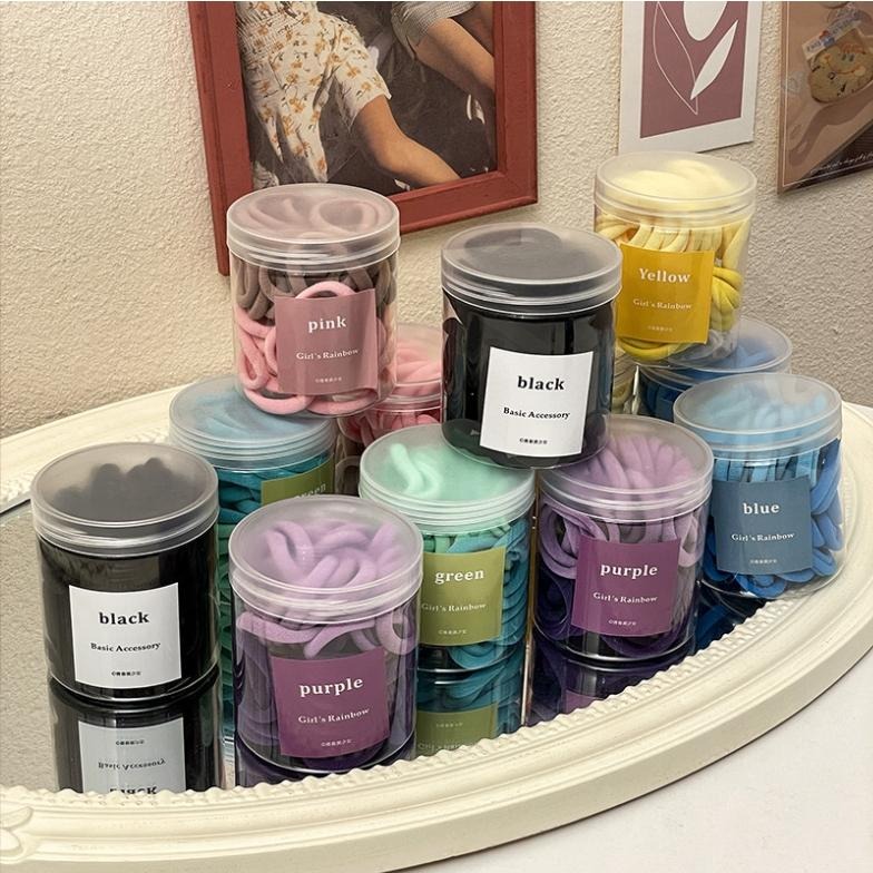 🔥現貨🔥韓系髮圈50入裝 髮束 綁馬尾 高彈力 髮帶 罐裝髮圈-細節圖5