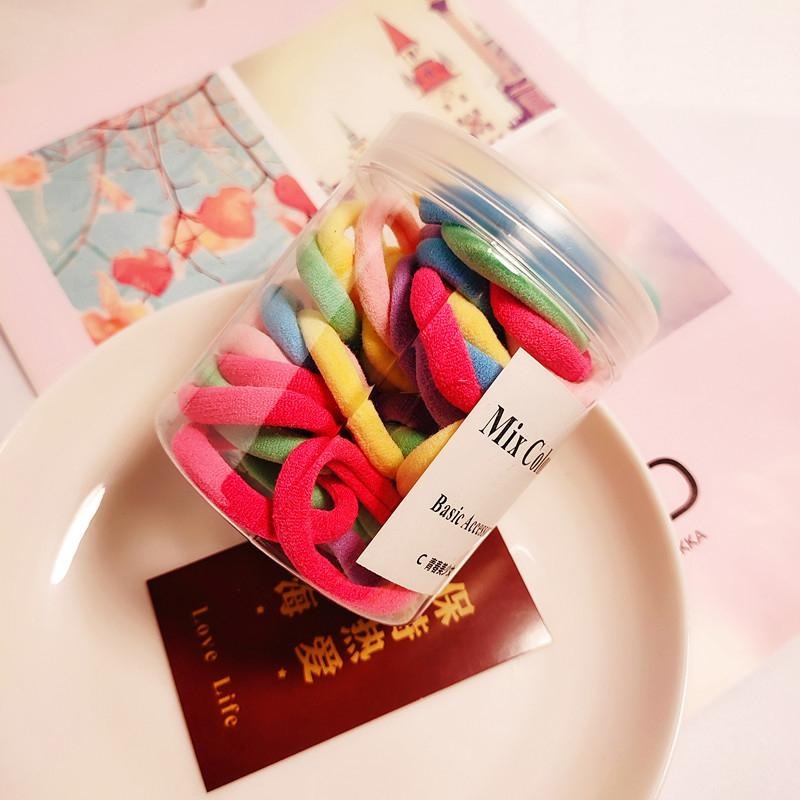 🔥現貨🔥韓系髮圈50入裝 髮束 綁馬尾 高彈力 髮帶 罐裝髮圈-細節圖8