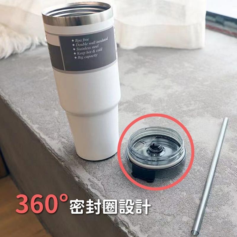 🔥搶便宜🔥890ml冰霸杯 大容量 304不銹鋼 吸管 保溫杯 環保杯 車載杯 車用 TYESO同款-細節圖8