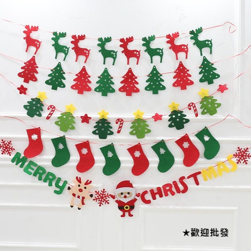 台灣現貨 聖誕裝飾 聖誕節佈置 聖誕裝飾品 聖誕節掛旗 聖誕節拉旗 聖誕老人 聖誕樹 麋鹿 聖誕裝飾材料 聖誕節吊旗批發-細節圖3