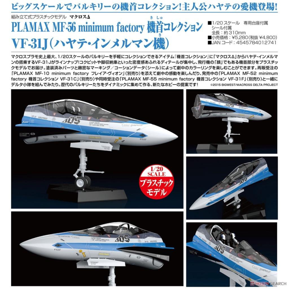 【小人物繪舘】*現貨*PLAMAX MF-56超時空要塞Δ 機頭系列VF-31J（疾風‧因梅爾曼機）1/20組裝模型-細節圖7