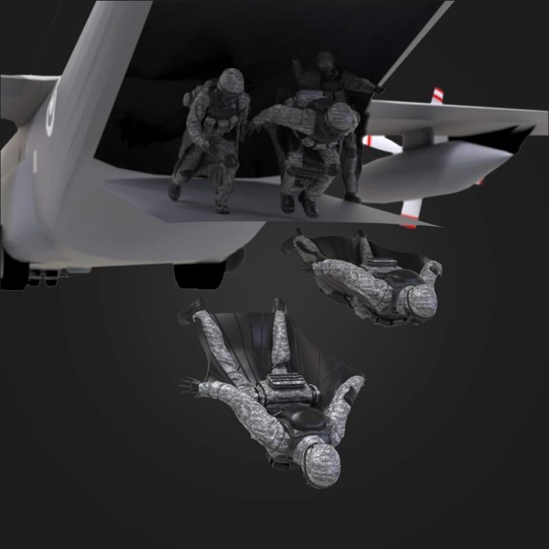 *現貨*Tori(ZLPLA) MF-017C現代美軍飛鼠裝HALO傘兵 1/144 3D樹脂GK人形套件-細節圖2