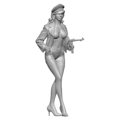 [小人物繪舘]*現貨*SOL樹脂模型MM396 LINDA戴帽版 1/35 納粹性感女兵 原創3D列人形搭配創意情景-細節圖3