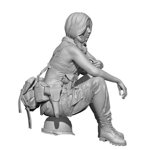 [小人物繪舘]*現貨*SOL樹脂模型MM398 CORA 1/35 越戰性感女兵 原創3D列印人形搭配創意情景-細節圖5