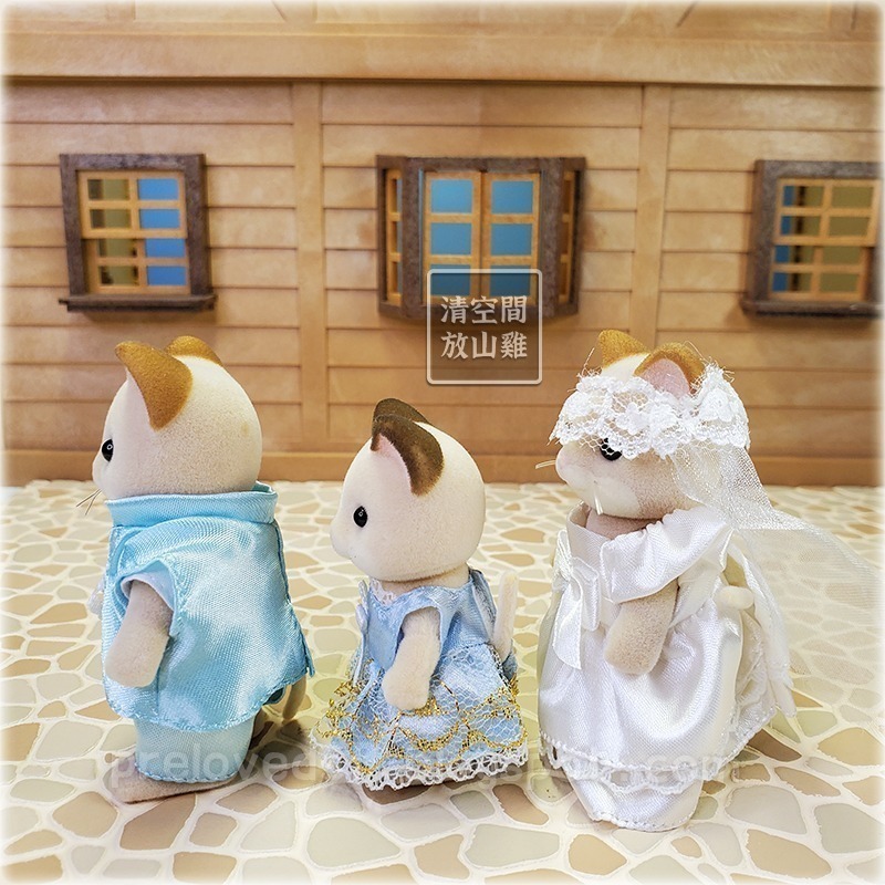 Sylvanian Families 森林家族 婚禮奶油貓新郎新娘 日版奶油貓女孩 絕版〈清空間放山雞〉-細節圖2