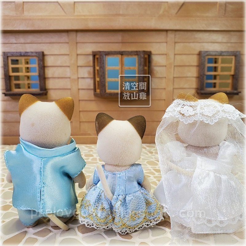 Sylvanian Families 森林家族 婚禮奶油貓新郎新娘 日版奶油貓女孩 絕版〈清空間放山雞〉-細節圖3