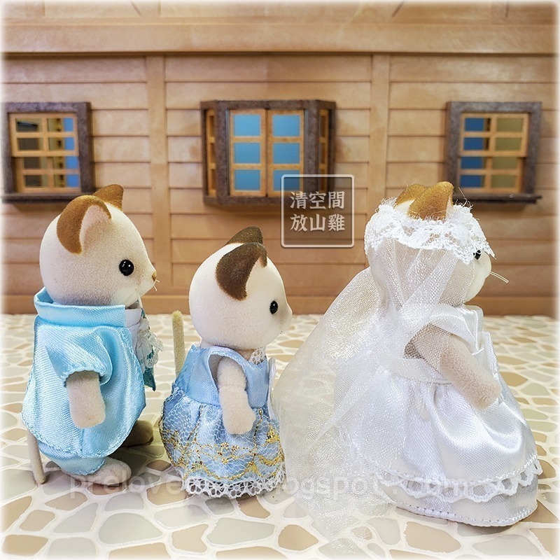 Sylvanian Families 森林家族 婚禮奶油貓新郎新娘 日版奶油貓女孩 絕版〈清空間放山雞〉-細節圖4