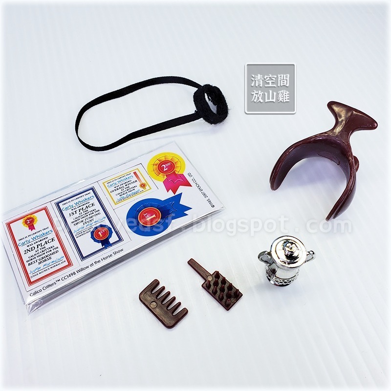 Sylvanian Families 森林家族 三色貓與馬 馬術組合 獎盃 中型馬 美版 絕版〈清空間放山雞〉-細節圖9