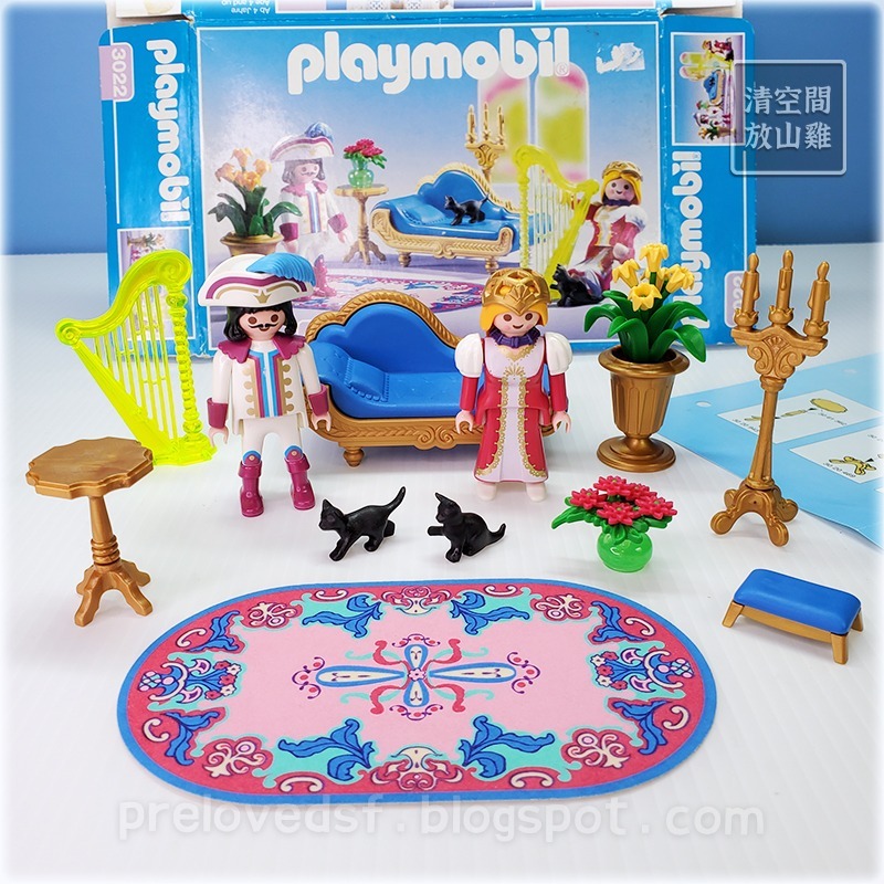 Playmobil 3022 4137 摩比公主系列 貴妃椅 豎琴 噴水池花園 孔雀獨角馬 王子公主〈清空間放山雞〉-細節圖2