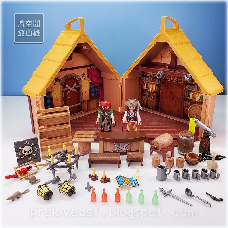 Playmobil 9112 摩比 海盜堡壘 海盜要塞小屋 攜帶組 二手無盒 絕版〈清空間放山雞〉-細節圖9