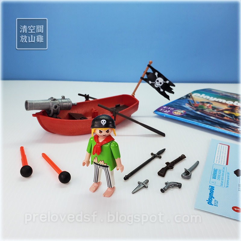 Playmobil 5137 5298 摩比 海盜的划船小艇 骷髏海盜船 海盜系列 二手有盒 絕版〈清空間放山雞〉-細節圖2