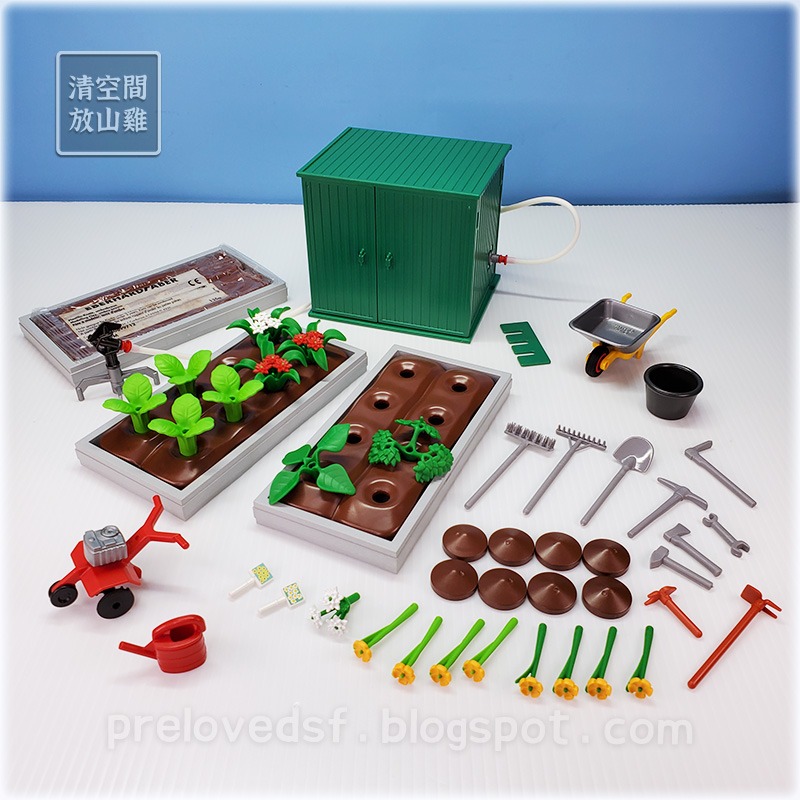 Playmobil 4482 4485 摩比 花圃園藝工具棚  園丁盆栽修剪器 二手有盒 絕版〈清空間放山雞〉-細節圖2
