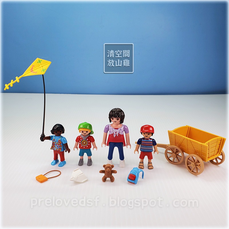 Playmobil 6438 6439 摩比 兒童生日派對 媽媽 小孩 手拉車 風箏 二手無盒〈清空間放山雞〉-細節圖6