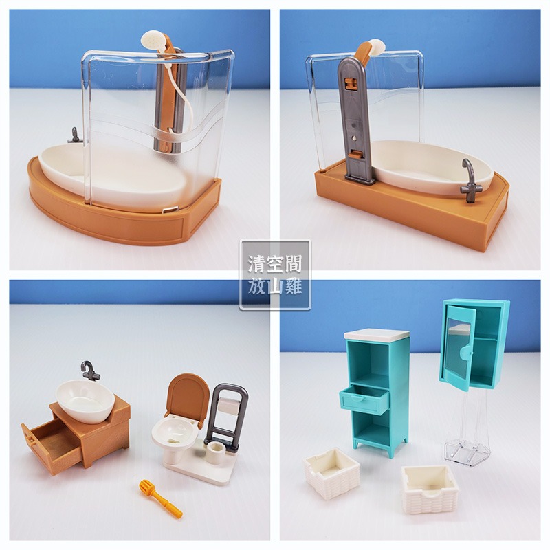 Playmobil 5330 摩比 浴室組合 浴缸 洗手台 馬桶 置物櫃 二手有盒 絕版〈清空間放山雞〉-細節圖3