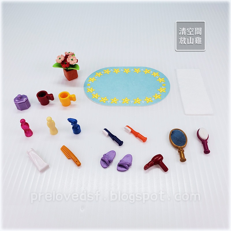 Playmobil 5330 摩比 浴室組合 浴缸 洗手台 馬桶 置物櫃 二手有盒 絕版〈清空間放山雞〉-細節圖4