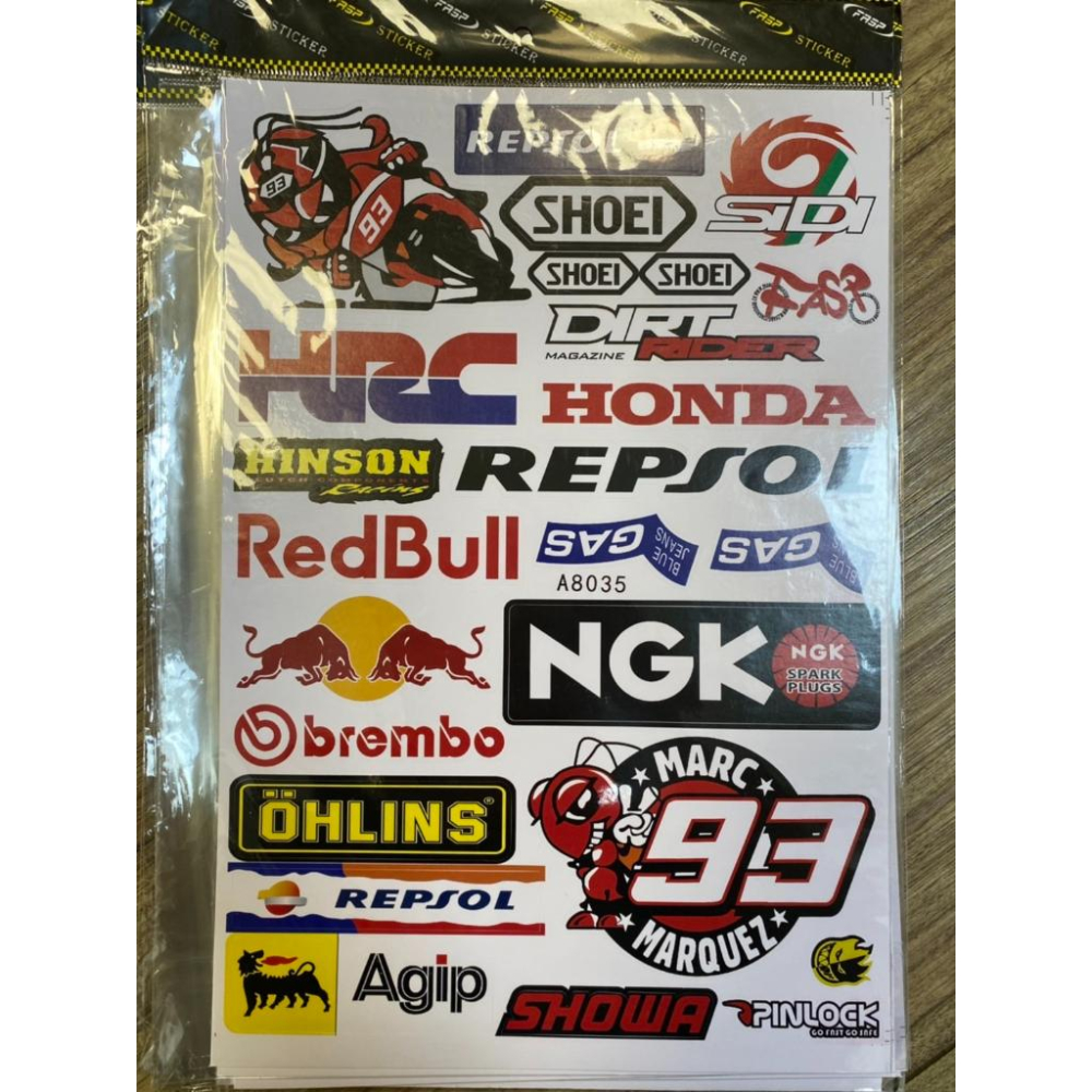 🔰RON愛改精品🔰 MotoGP 贊助商貼紙 Red Bull 本田 93 車貼 防水貼紙 車身貼紙 (現貨24H出貨)-細節圖2