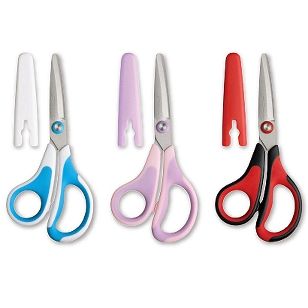 ｜買到吃手手｜日本 SONiC SK-5247 曲線學生安全剪刀 不沾膠剪刀 兒童剪刀 附保護蓋-細節圖5