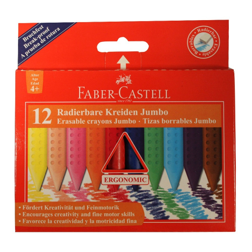 ｜文具管家｜輝柏 12色可擦拭大三角蠟筆 122540 Faber-Castell