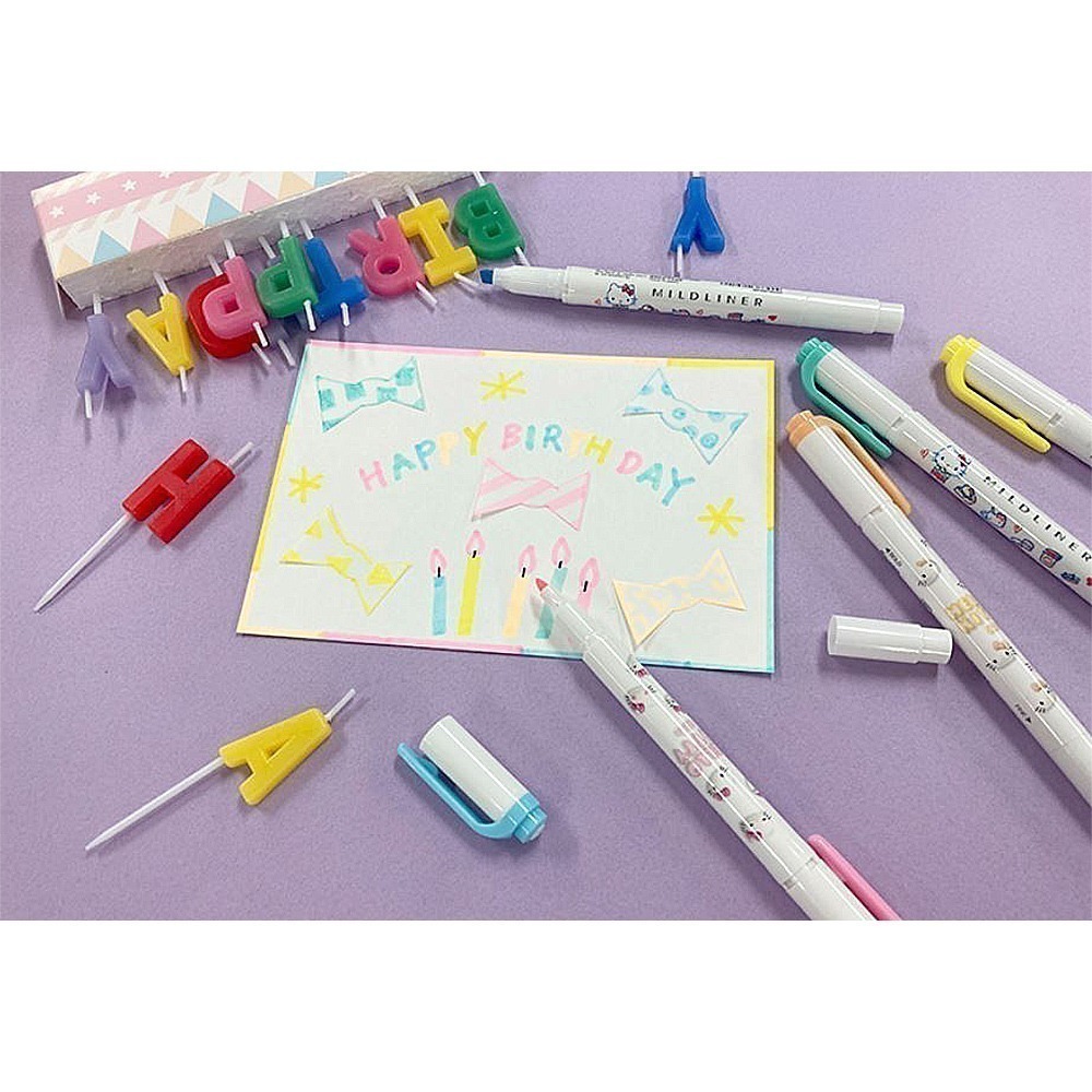 ｜買到吃手手｜斑馬【限量】 WKT7 HELLO KITTY 50週年 雙頭柔性螢光筆 MINDLINER ZEBRA-細節圖4