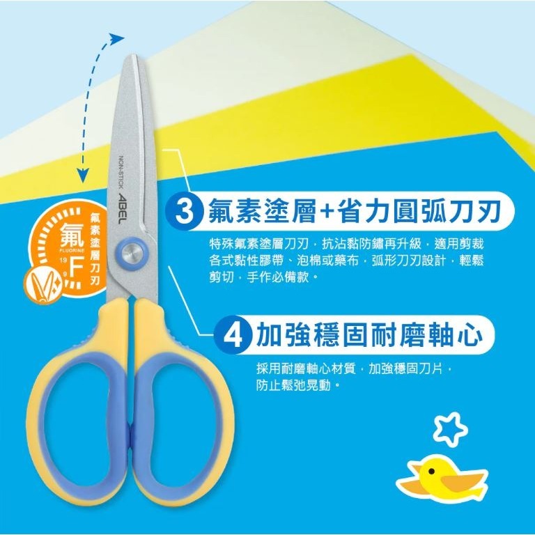 ｜買到吃手手｜力大 60078 勻朵不沾兒童安全剪刀 不沾膠省力舒握兒童剪刀 不沾膠剪刀 ABEL-細節圖4
