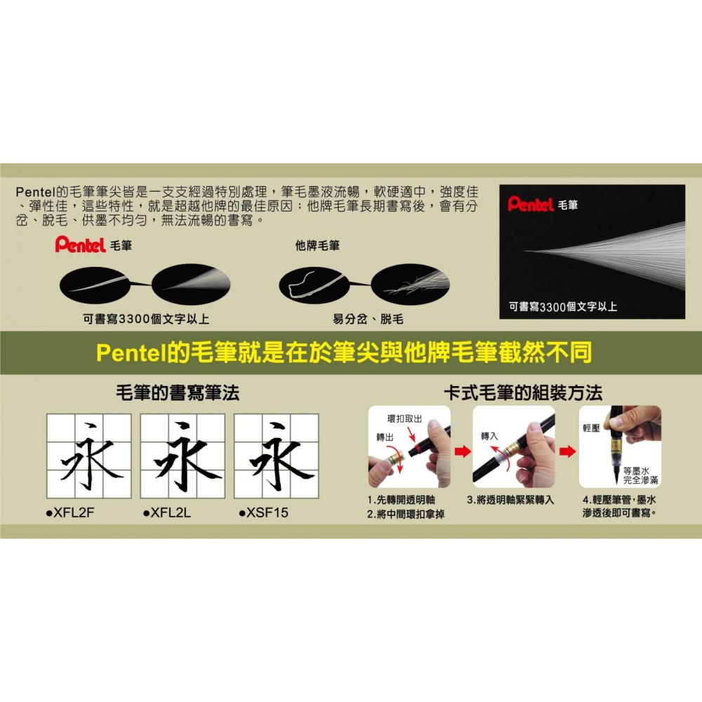 ｜買到吃手手｜飛龍 XSF15-AD 自來水毛筆 細字 PENTEL-細節圖2