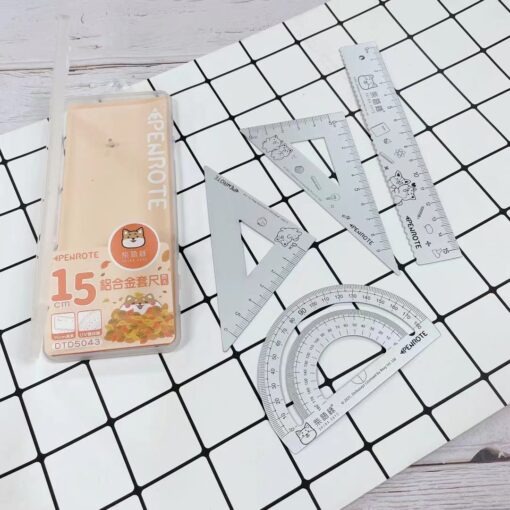 ｜買到吃手手｜筆樂 柴語錄 4入鋁合金套尺 直尺 量角器 三角板 尺 套尺 DTD5043 PENROTE-規格圖7