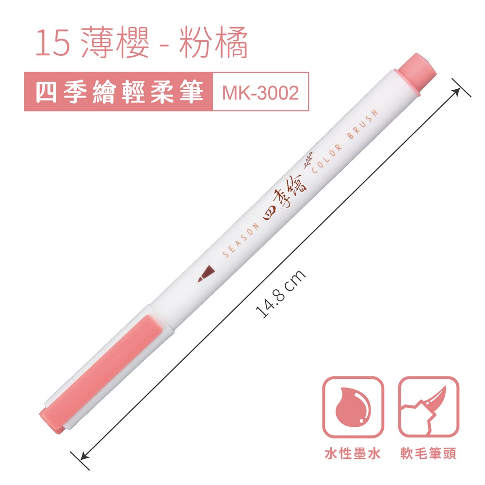 ｜文具管家｜SKB 文明 MK-3002 四季繪軟筆 彩繪毛筆 6色組/單色-規格圖5