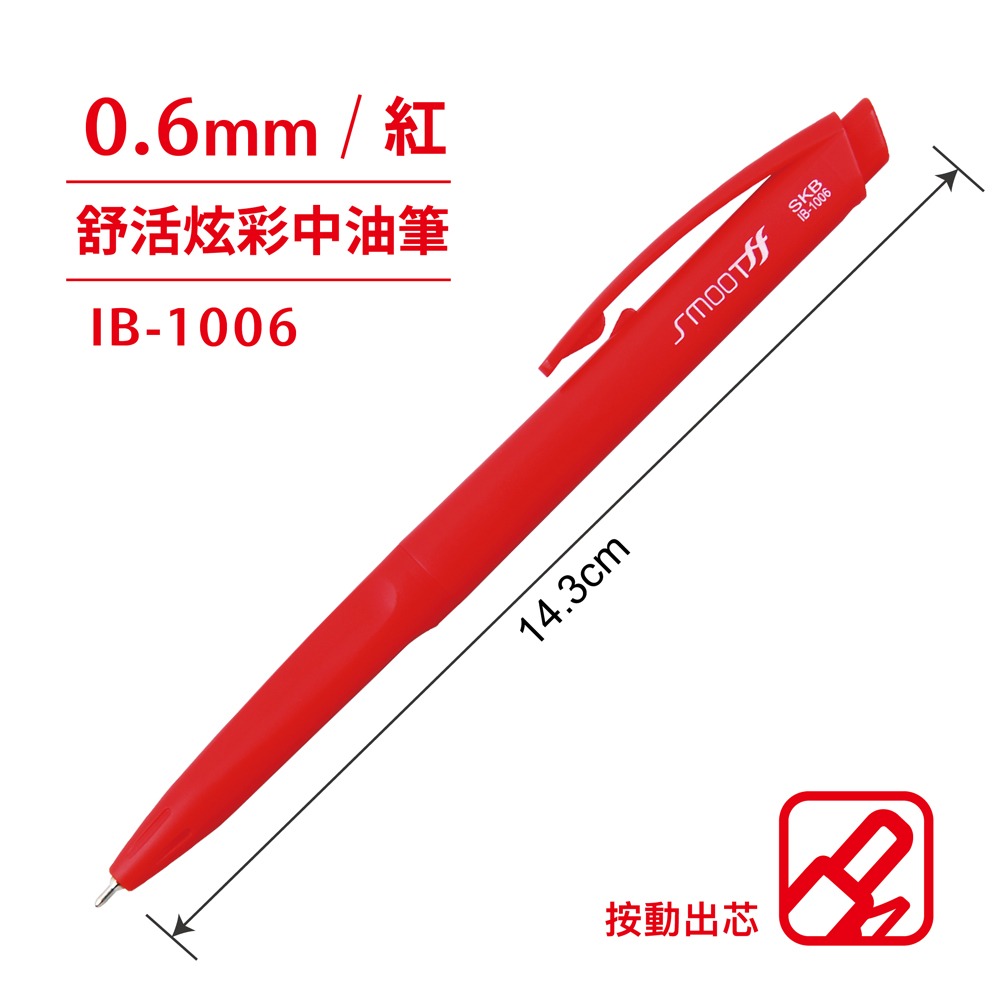 ｜買到吃手手｜SKB 文明 IB-1006 0.6 彩色自動中油筆 原子筆 0.6mm-規格圖2