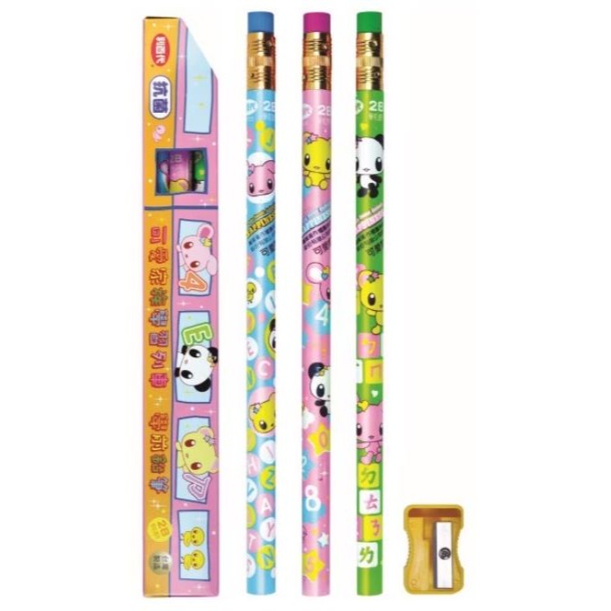 ｜買到吃手手｜利百代 CB-205 可愛家族抗菌學前皮頭鉛筆 附削筆器 3入裝 LIBERTY-規格圖3