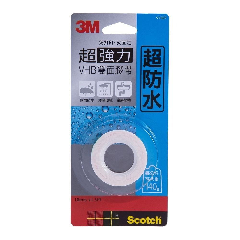 ｜買到吃手手｜3M 超強力雙面膠帶 凹凸面/多用途/透明/金屬用/塑膠用/玻璃用/耐熱/防水/戶外 雙面膠帶-規格圖1