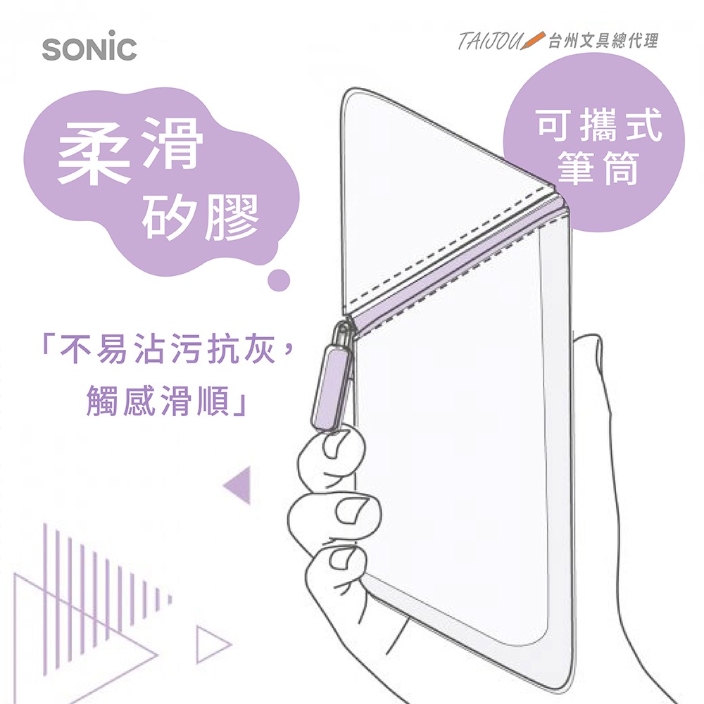 ｜買到吃手手｜日本 SONiC FD-2286 輕巧三角筆袋 收納包 KAKUSTA 公司貨-細節圖5