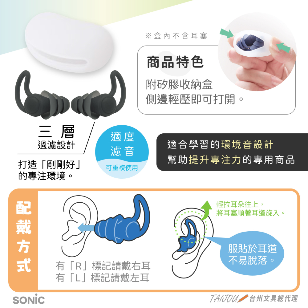 ｜買到吃手手｜日本 SONiC 專注耳塞 附收納盒 SP-2037 集中耳栓-細節圖4