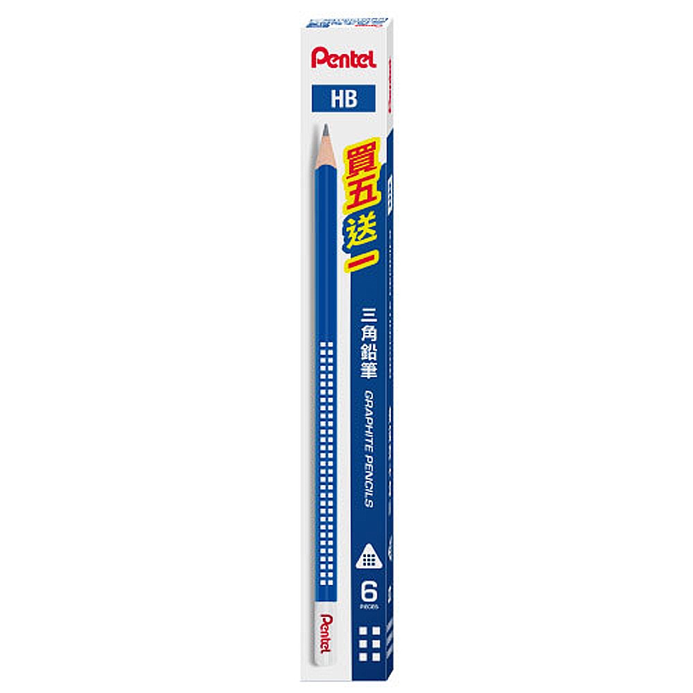 ｜買到吃手手｜飛龍 三角鉛筆-6入組 HB/2B CB60T PENTEL-規格圖1