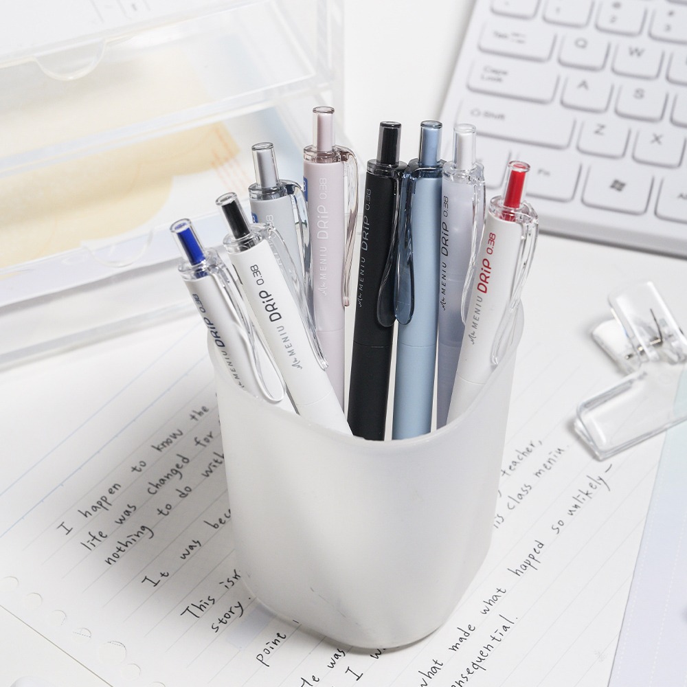 ｜買到吃手手｜【買1送1】米扭 DRIP 水滴自動鋼珠筆 白桿/柔紗 DP0.38 筆芯 0.38 MENIU-細節圖4