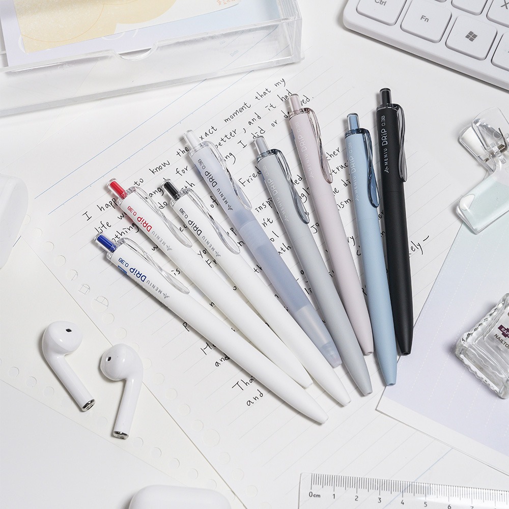 ｜買到吃手手｜【買1送1】米扭 DRIP 水滴自動鋼珠筆 白桿/柔紗 DP0.38 筆芯 0.38 MENIU-細節圖5