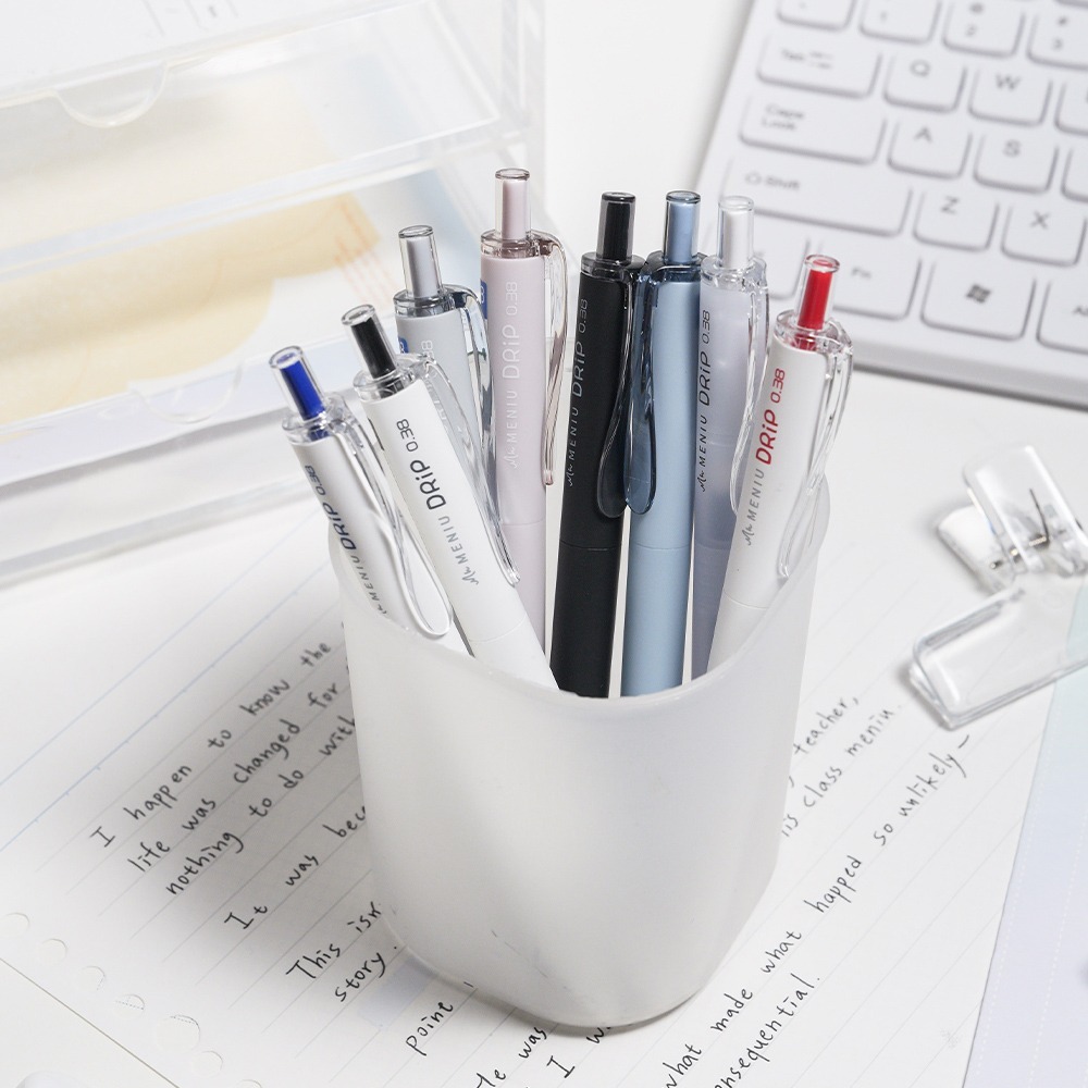 ｜買到吃手手｜米扭 DRIP 水滴自動鋼珠筆 白桿/柔紗 DP0.38 筆芯 0.38 MENIU-細節圖4