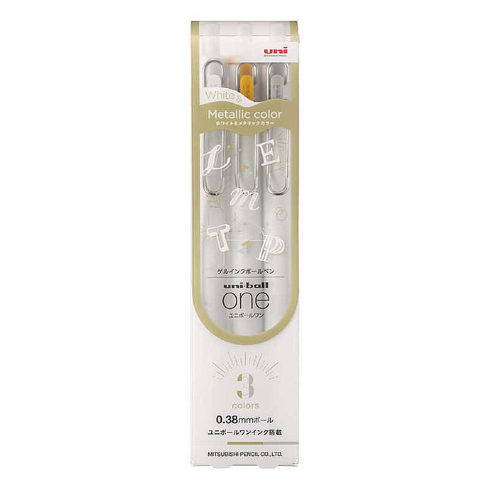 ｜買到吃手手｜【送便利貼】三菱 Uni ball-ONE 金銀白鋼珠筆套筆 0.38/0.5mm UMN-SC-規格圖8