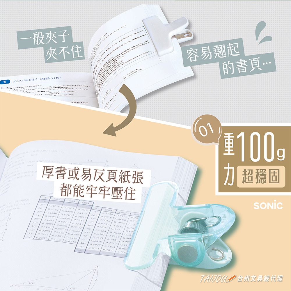 ｜買到吃手手｜【預購】 日本 SONiC SP-2813 透視加重固頁書夾-細節圖3