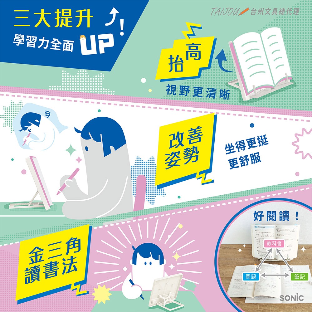 ｜買到吃手手｜【預購】日本 SONiC SP-8311 輕巧六段閱讀學習架-細節圖3