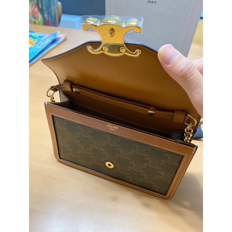 全新Celine woc老花凱旋門 鏈條包 信封包 日本專櫃正品-細節圖2